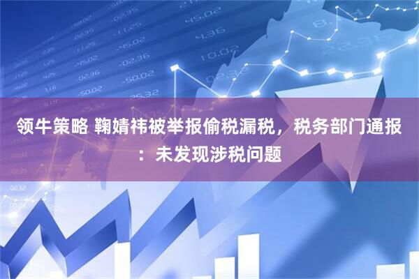 领牛策略 鞠婧祎被举报偷税漏税，税务部门通报：未发现涉税问题